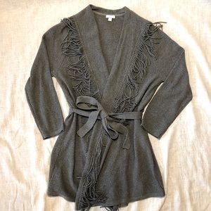 Fringe Wrap Knit Sweater Cardigan